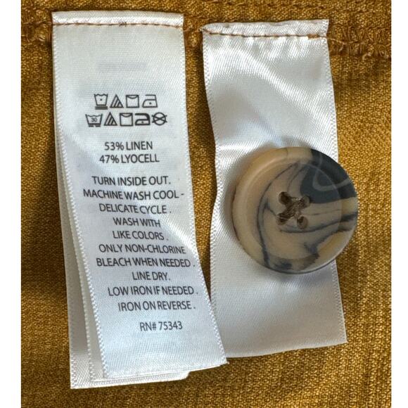 Nicole Miller Linen Blend Button Front Utility Style Jacket Tan Yellow Size XL - Picture 4 of 6